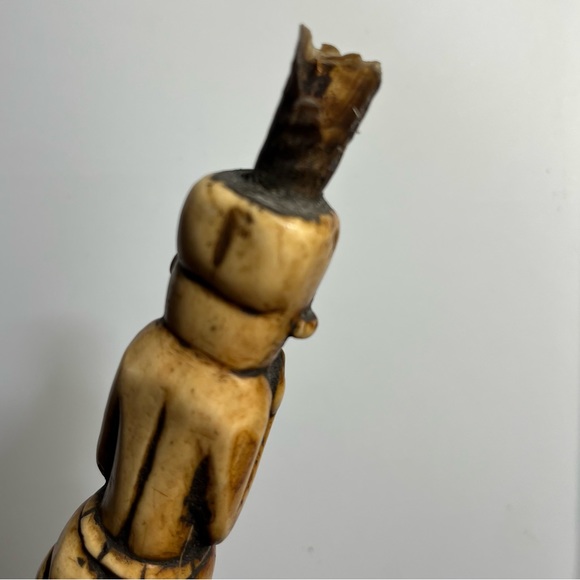 SALE * Antique African Lega Bone Carved Bronze dual Clapper Bell - Picture 4 of 9